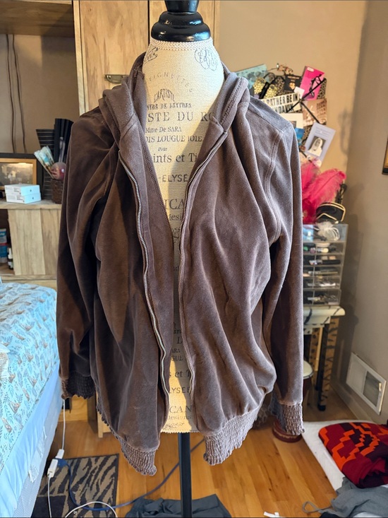 Liz Lange Jackets & Blazers - Brown Liz Lange Maternity Velour Zip-Up Hoodie - XL